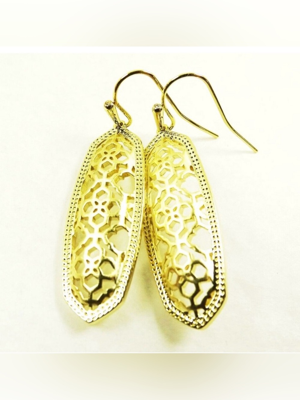 KENDRA SCOTT Brenna Yellow Gold Plated Filigree Dangle Earrings-READ DESCRIPTION